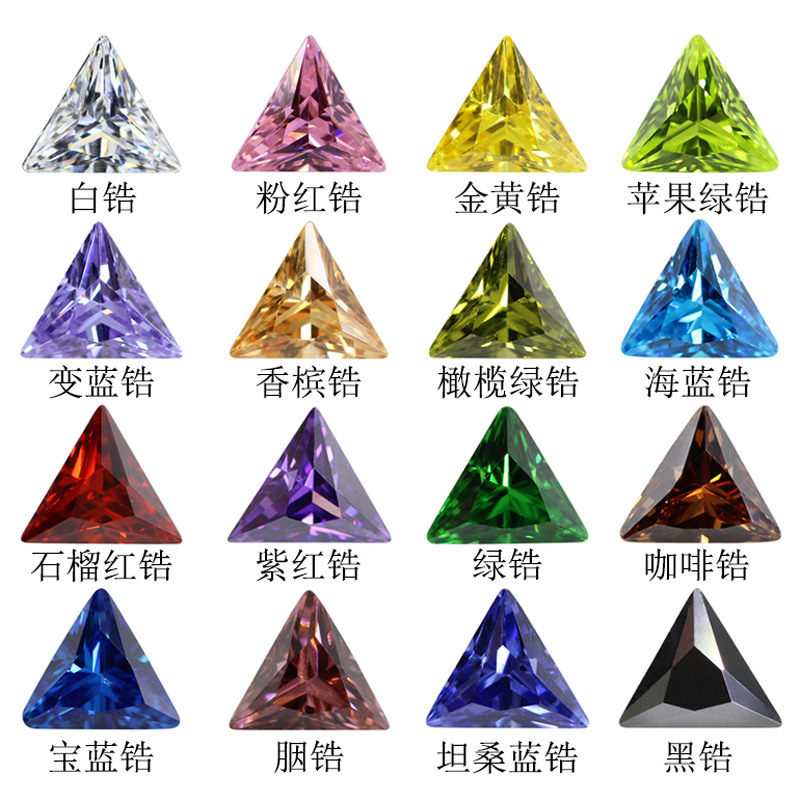 Synthetic Gem Wholesale Color Zircon Bare Stone Right Angle Triangle Pointed Hand Cubic Zirconia Wholesale