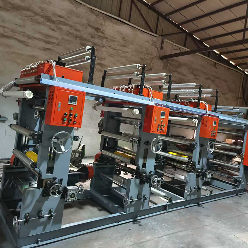 Automatic Printing Machine Model 800, 3-Color Shaft-Driven Coated Paper Printing Machine, Plastic Film Flexographic Pe Plastic Bag Printing Machine