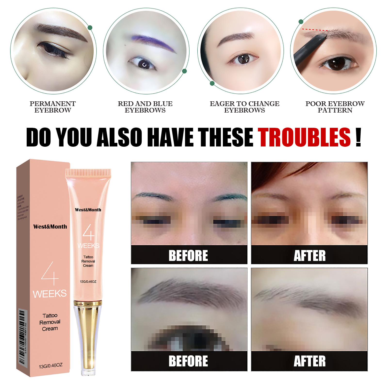 West&Month Tattoo Cleanser Eyebrow Tattoo Cleanser Quick Cleaning Eyebrow Tattoo Cleansing Ink Tattoo Cream