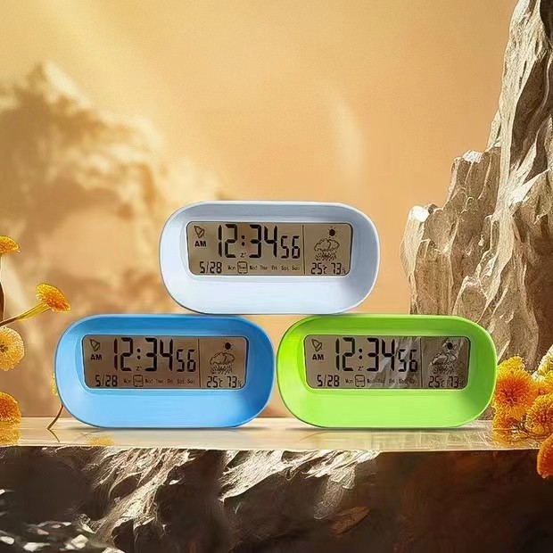 2310 transparent clock with perpetual calendar temperature and humidity with Sunday with positive timing