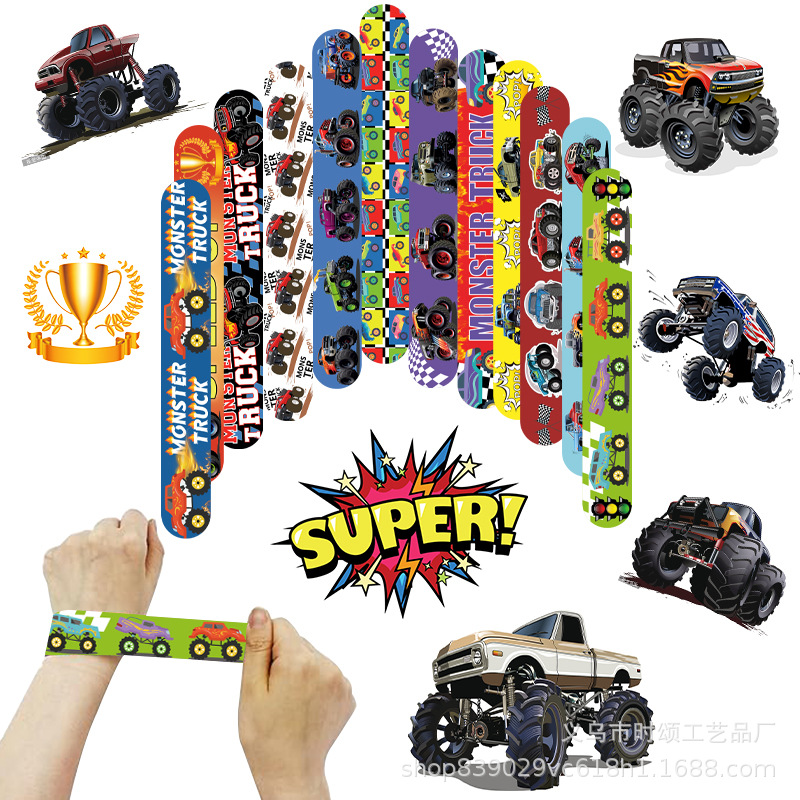 Amazon Cross-Border Cartoon Monster Truck Snap Ring Bracelet Children's Toy Decorative Truck Racing Snap Ring