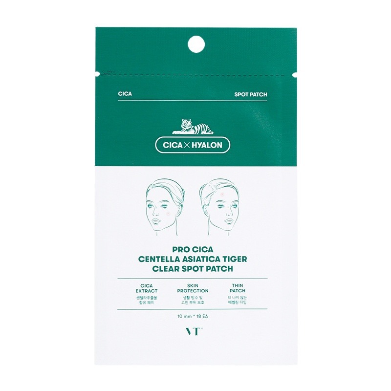 Chinese Label Korean Vt Centella Asiatica Tiger Acne Patch Third Generation Invisible Isolation Repair and Acne Protection 18 Pieces