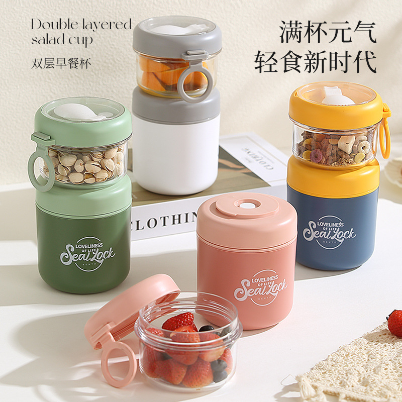 304 нержавеющая сталь большая ёмкость термоизоляционная с крышкой и ложкой, овсяная чашка для завтрака, молочная чашка, портативная кастрюля для супа для студентов и офисных работников