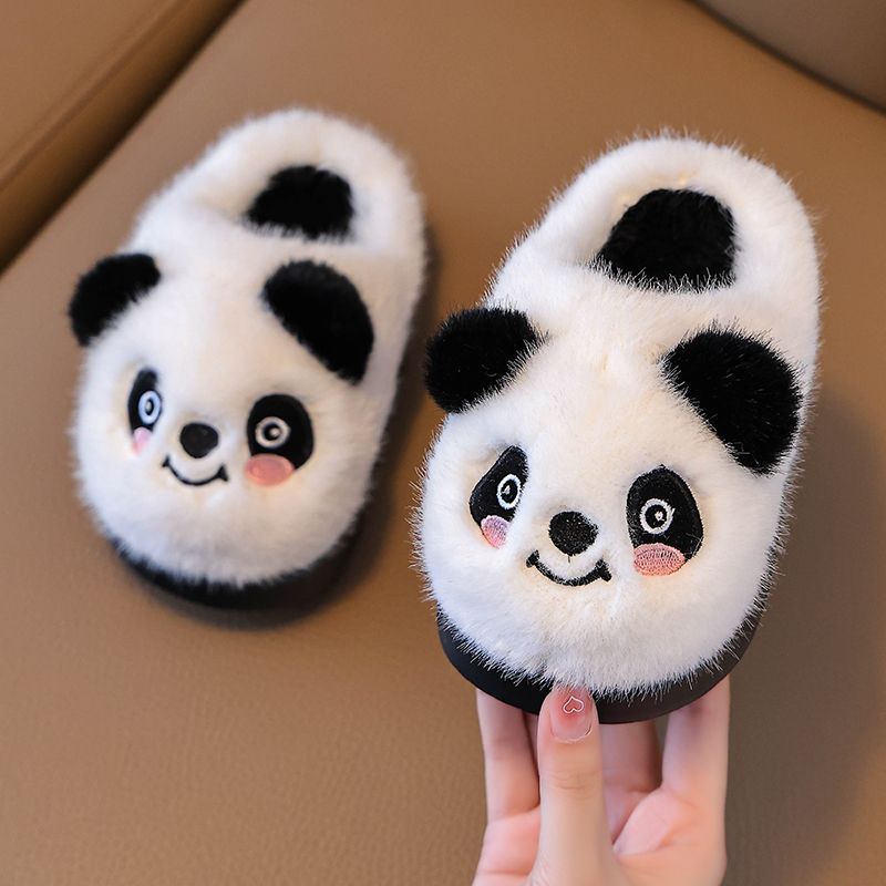 [Parent-child] children's boys and girls baby cartoon panda soft bottom warm non-slip thick bottom home cotton slippers winter