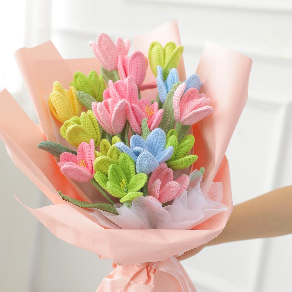 To figure to sample illustration custom wool hand-woven bouquet wool flower simulation flower bag hat