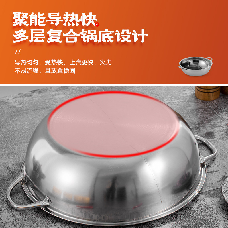 Thickened Stainless Steel Mandarin Duck Hot Pot Camping Style Double-Eared Soup Pot Large Capacity Restaurant Two-Flavor Pot Suitable for Home Induction Cooker