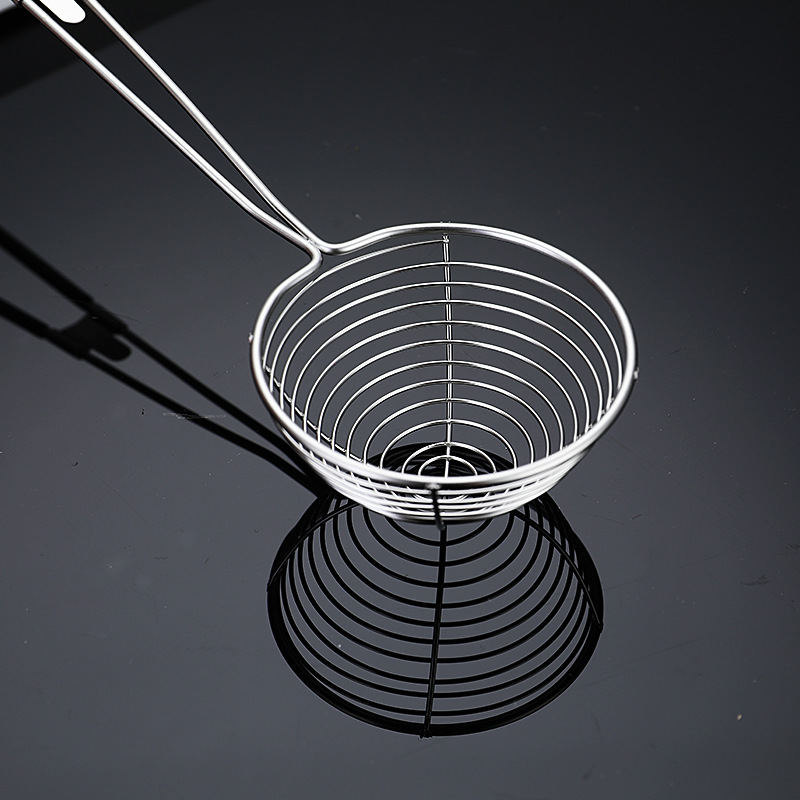 Pearl Colander Stainless Steel Red Handle Pearl Powder Round Spoon Hot Pot Colander Pearl Milk Tea Colander Deepened Net Fishing