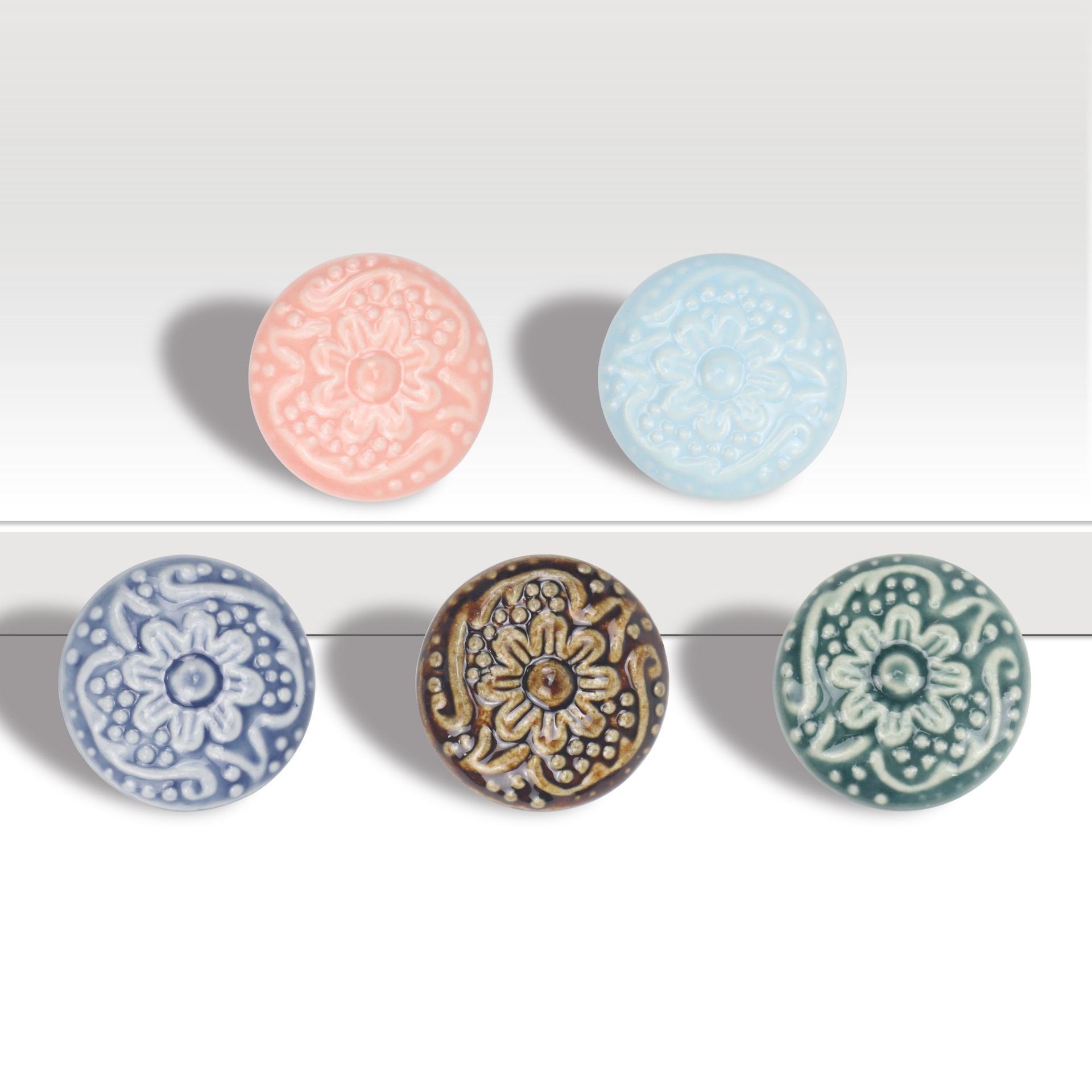 Оптовая цветная цветочная керамическая ручка для дверцы шкафа, ручка из массива дерева для мебели, ручка для ящика с одним отверстием, фурнитура