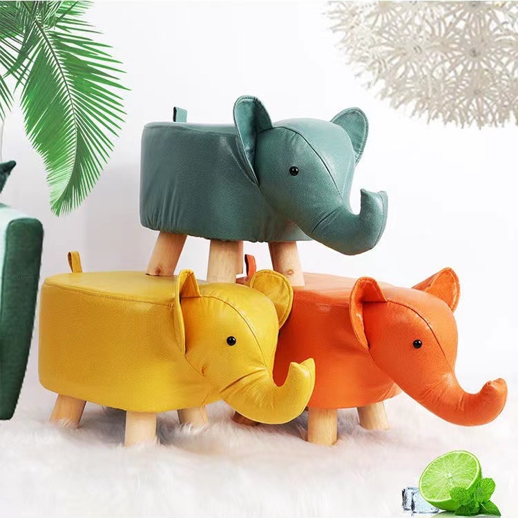 Internet-popular Elephant Stool Children's Animal Stool Solid Wood Shoe Changing Stool Creative Small Stool Home Living Room Cartoon Cute Low Stool