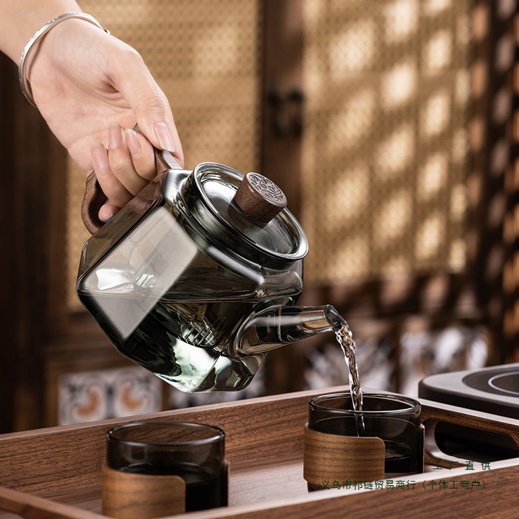 Thickened Wooden Handle Glass Teapot, High Temperature Resistant Electric Ceramic Stove, New Small Tea Boiler, Health Pot, Tea Boiler Set