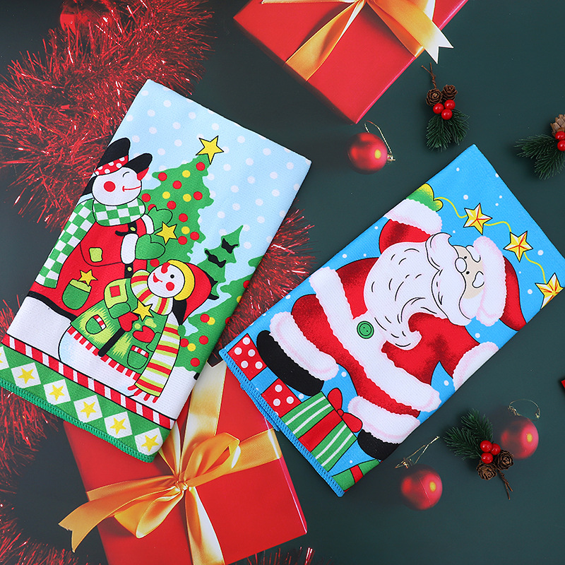 Amazon Tea Towel Customized Microfiber Printed Kitchen Towel Foreign Trade Order Vacuum Packaging