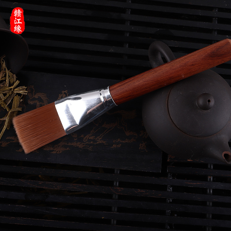 Bakelite tea brush Ebony rosewood tea brush is not easy to shed hair pot pen tea accessories nylon wool Tea brush