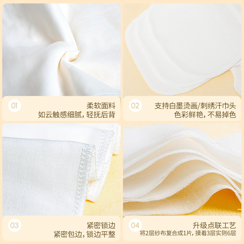 Round Head Printing Source Factory Customizes Any Cartoon Pattern Sweat Towel Kindergarten Sling Baby Cotton Gauze Sweat Absorbent Towel