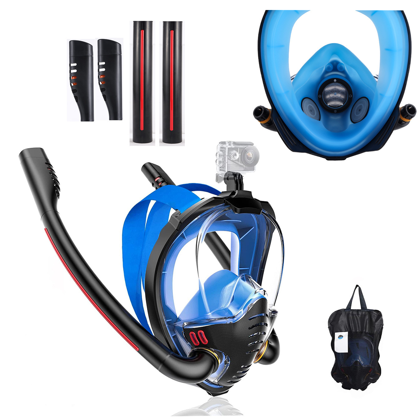 Cross-Border Adult Snorkeling Silicone Diving Mask Full Dry Snorkeling Mask Diving Goggles Comprehensive Chain