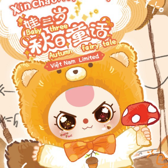 Новая плюшевая игрушка Bubble Mart Baby Three, 3 года, осенняя сказка, коробка-сюрприз, подарок