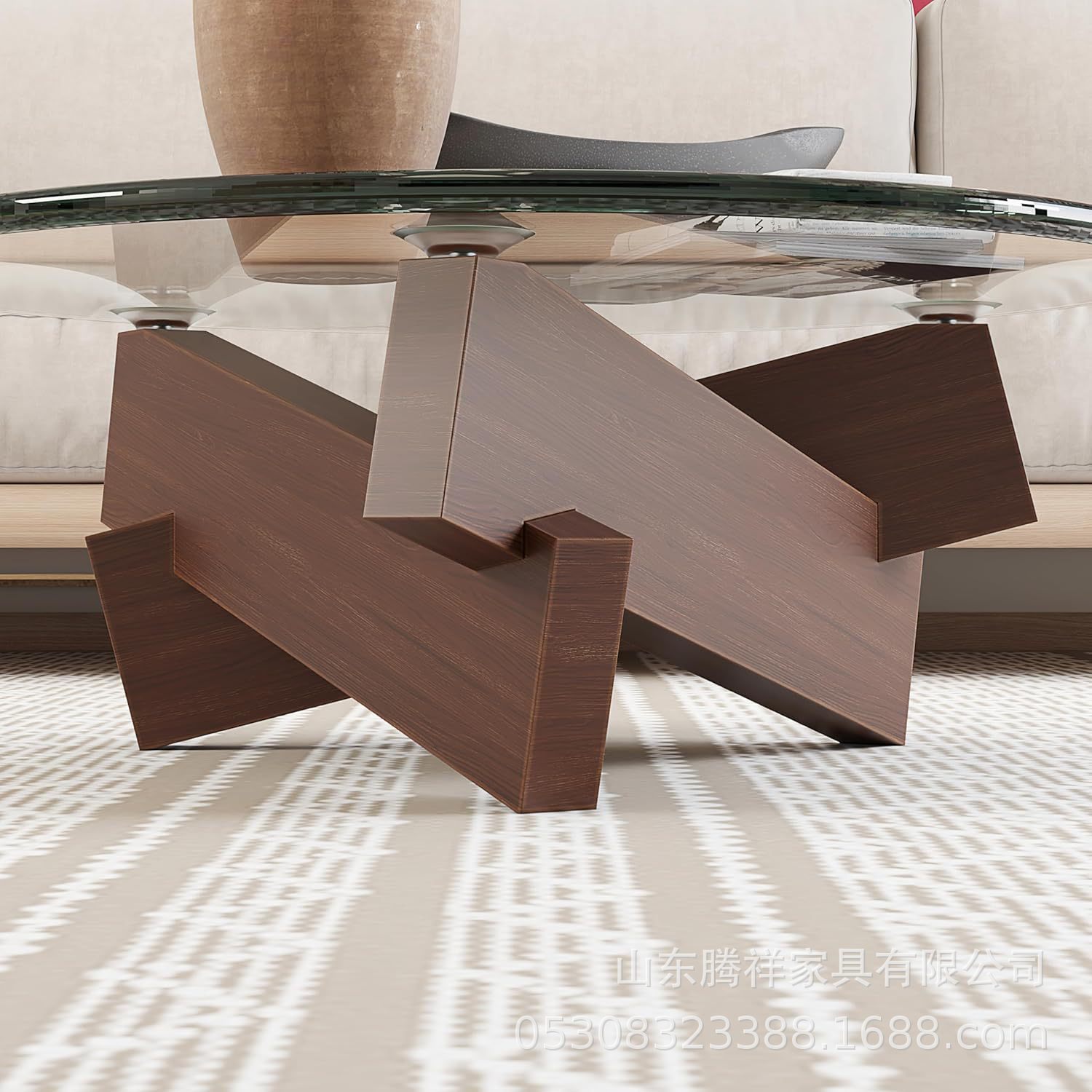 Nordic Solid Wood Coffee Table Living Room Home Small Apartment Modern Simple Creative Glass Round Designer Coffee Table