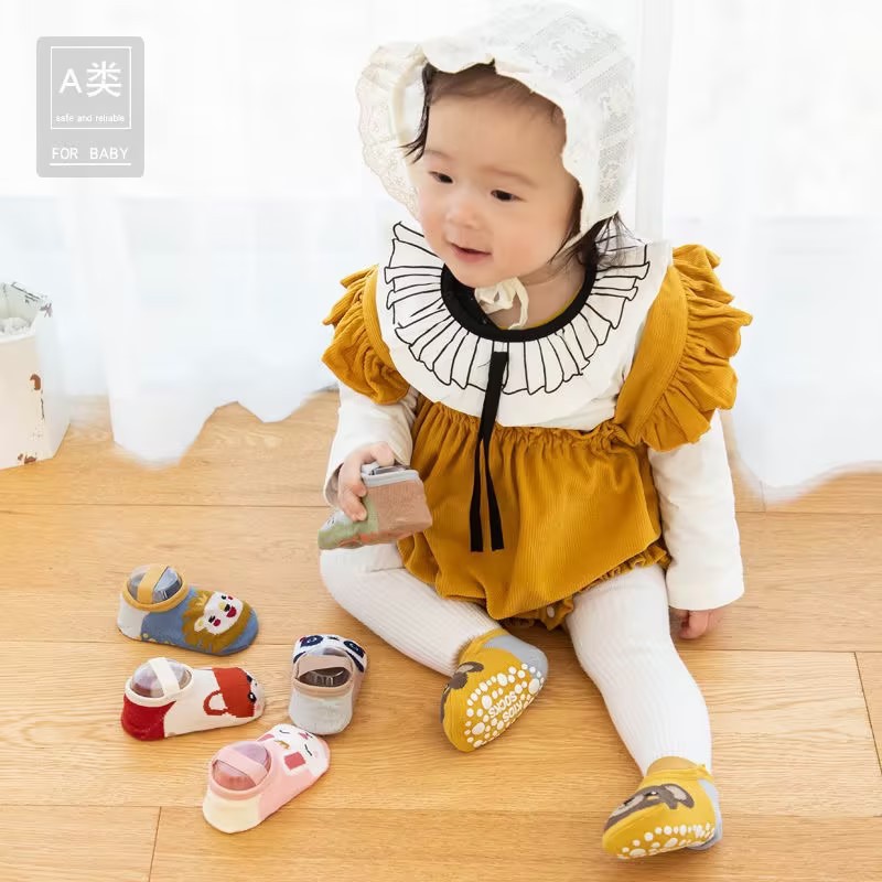 New Children's Floor Socks Non-Slip Glue Cartoon Animal Straps Newborn Baby Socks Indoor Baby Toddler Socks