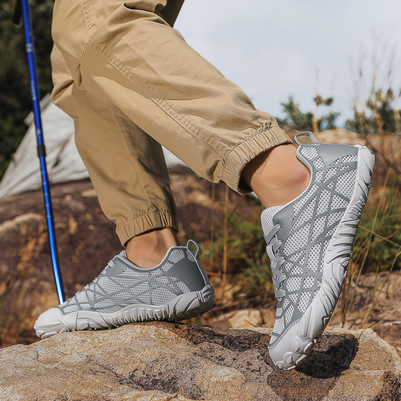 Five-Finger Outdoor Hiking Shoes, Cross-Country Breathable Cycling Shoes for Men, Wide-Toe Casual Shoes, Sports Fitness Camping and River Tracing Hiking Shoes