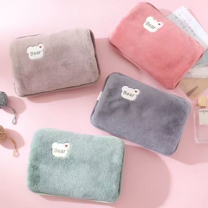Rechargeable Hot Water Bag Winter Cute Plush Warm Baby Portable Electric Warmer Hand Warmer Double Hand Explosion-proof Warm Water Bag