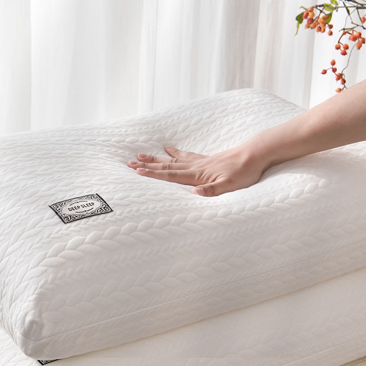 Cross-Border New Style Knitted Linen Cotton Feather Velvet Pillow, Washable and Non-Deformable, Neck Protection Pillow, Massage Pillow, Pillow Core Wholesale