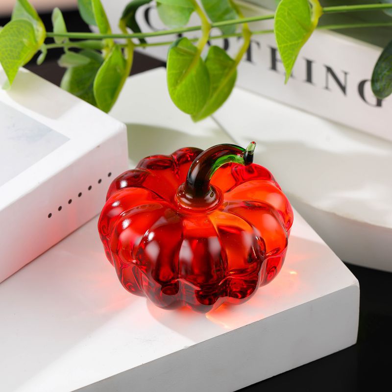 Dropshipping Crystal Pumpkin Anti-Real Fruit Glass Pumpkin Small Ornaments Office Decoration Gifts Wholesale