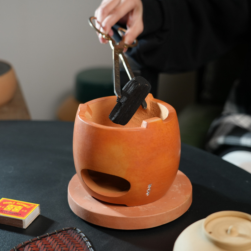 Chaozhou Fu List Furnace Gongfu Tea Red Clay Nabo Furnace for Home Use Handmade Tea Room Carbon Furnace Tea Set Surrounding Furnace for Tea Brewing