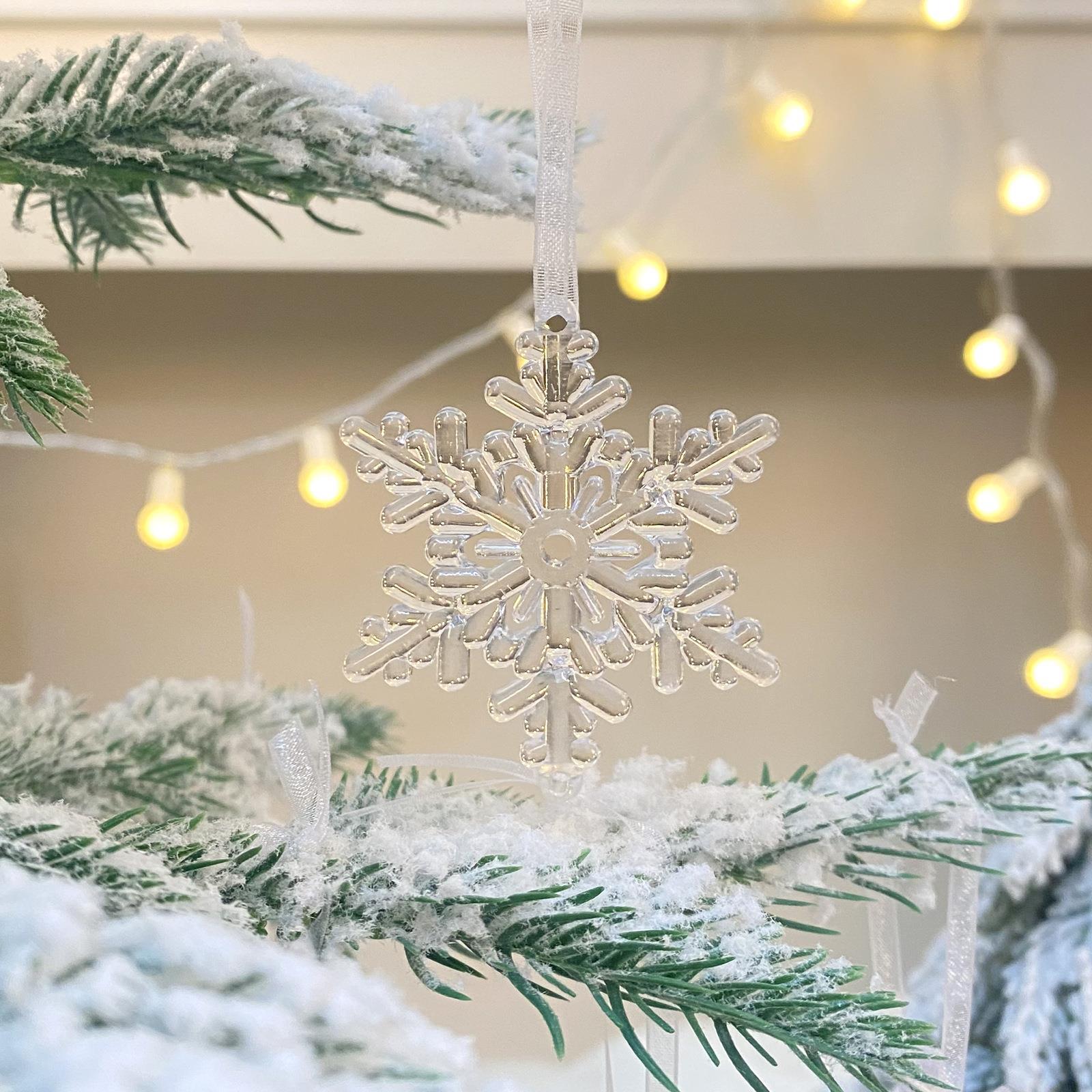 Amazon hot new Christmas decorations Christmas tree acrylic transparent snowflake string ice hanging