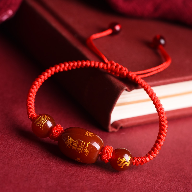 2026 Red Agate Tai Sui Red String for the Year of Birth, Red String for the Twelve Zodiac Signs, Tai Sui Red String, Factory Direct Sales