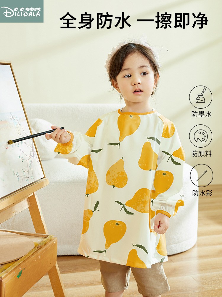 Фартук для кормления, водонепроницаемый и против загрязнений, длинный рукав, защитная одежда для рисования