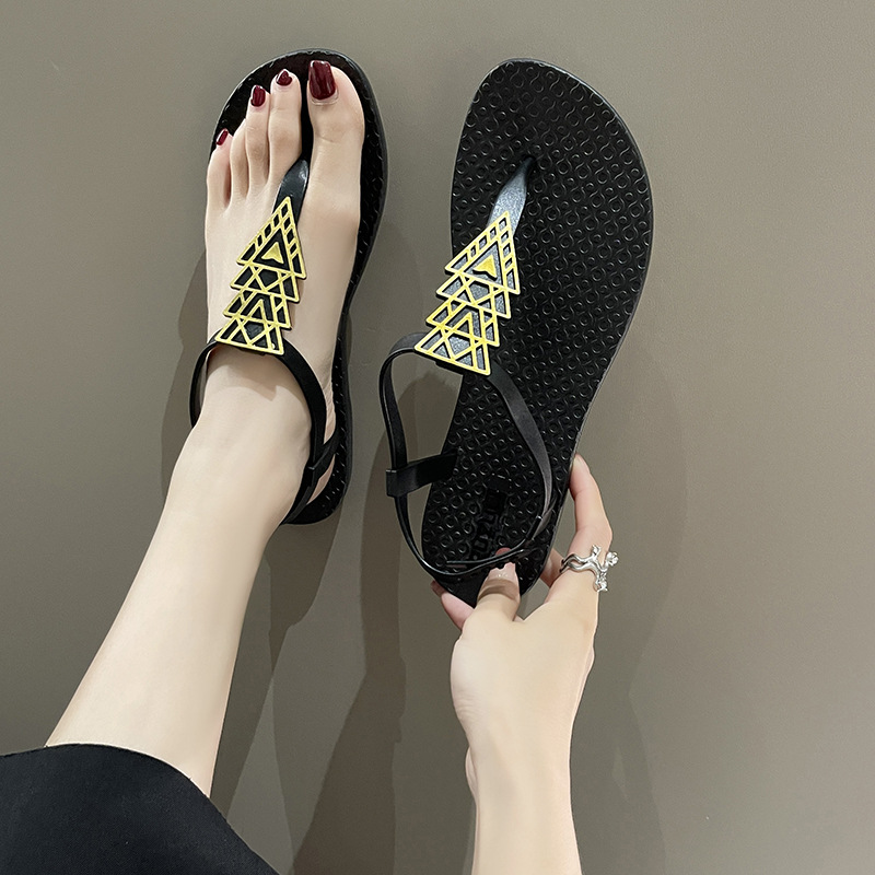Летние новые римские сандалии, модные бохо, пляжные шлепанцы с плоским носом