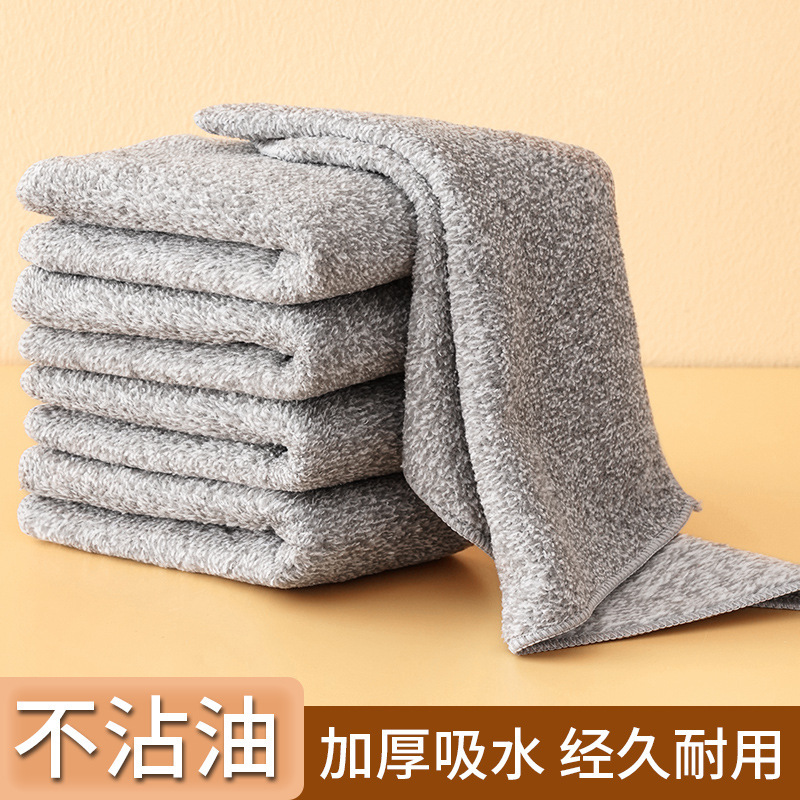 T wholesale bamboo charcoal fiber dish towel strong absorbent non-oily kitchen cleaning scouring pad absorbent rag dish towel