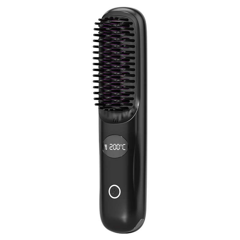 2025 new LCD USB rechargeable ceramic heating comb straight hair conditioner wireless portable curly hair straight comb