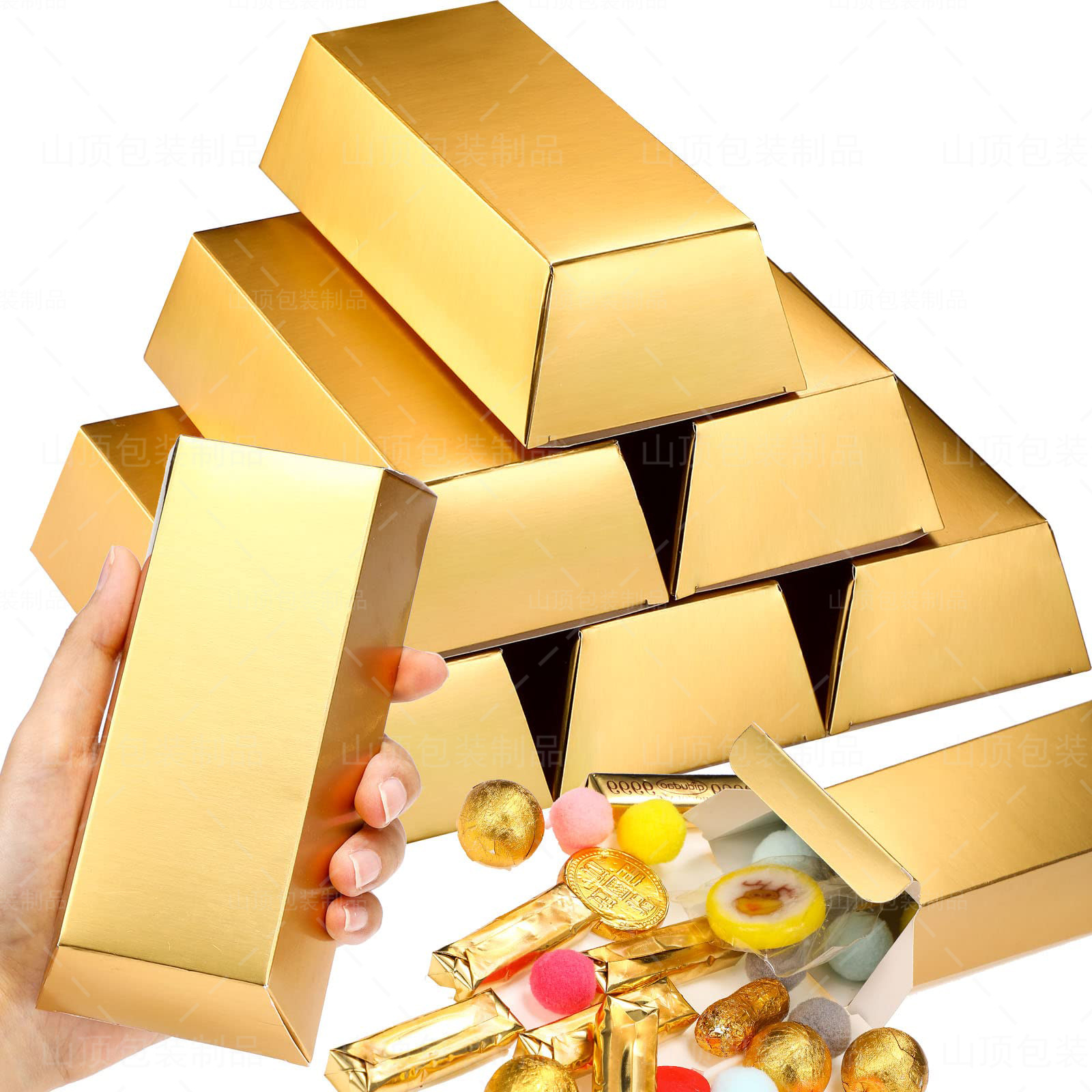 Cross-border New Product Simulation BRICS Candy Box Folding Fake Gold Bar Gift Box BRICS Candy Box