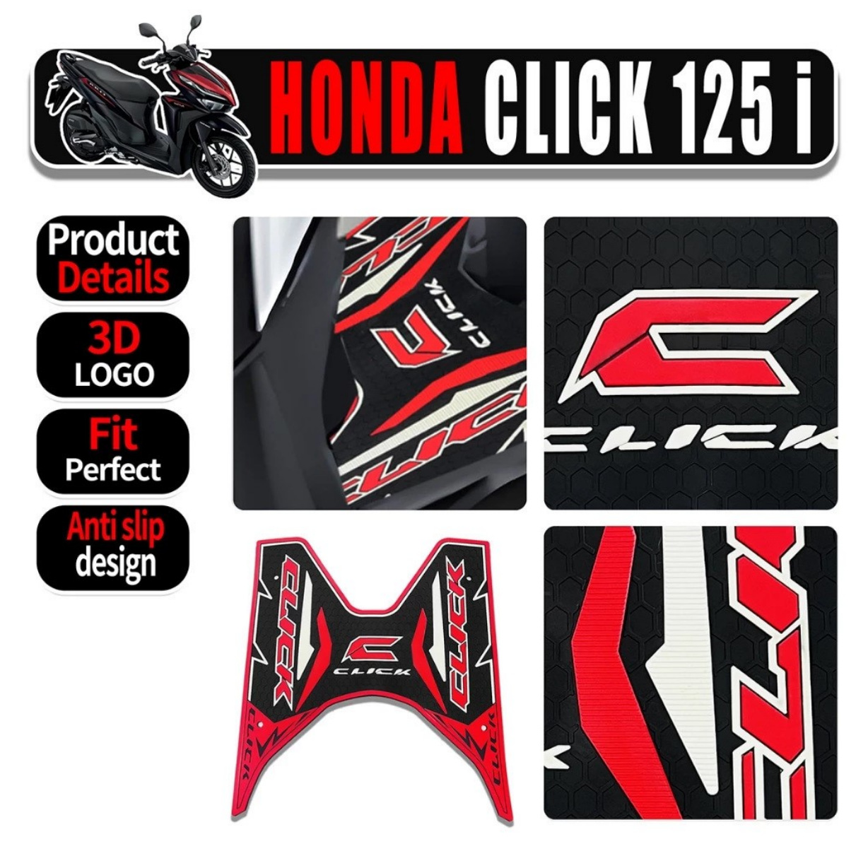 Suitable for Honda Click125I Click Scooter Motorcycle Anti-Slip Foot Pads Factory Wholesale Electric Motorcycle
