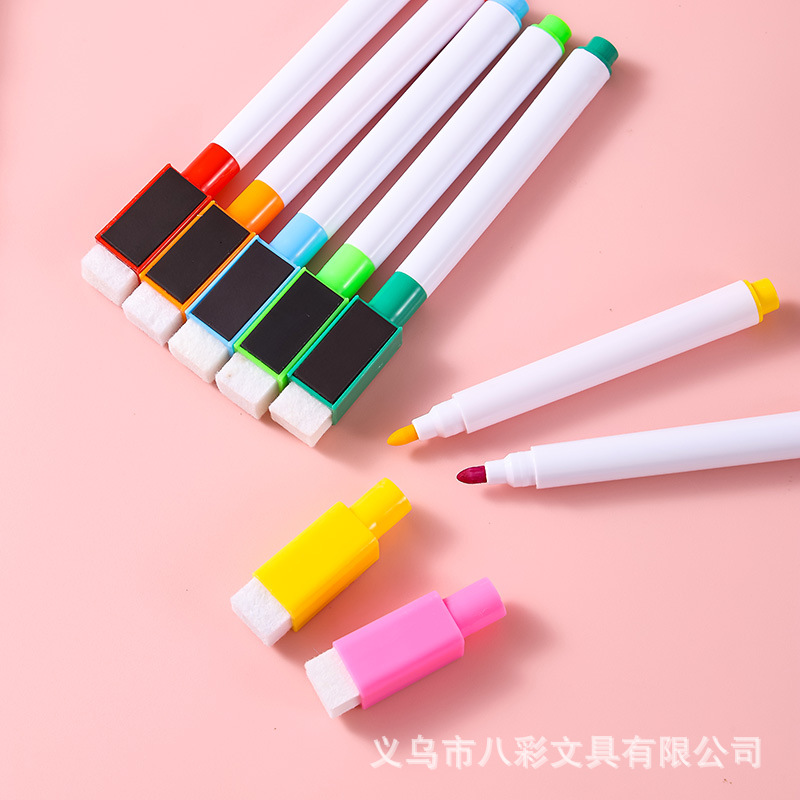 With magnetic erasable pen without leaving marks square head color core with brush whiteboard pen children's drawing board graffiti pen 