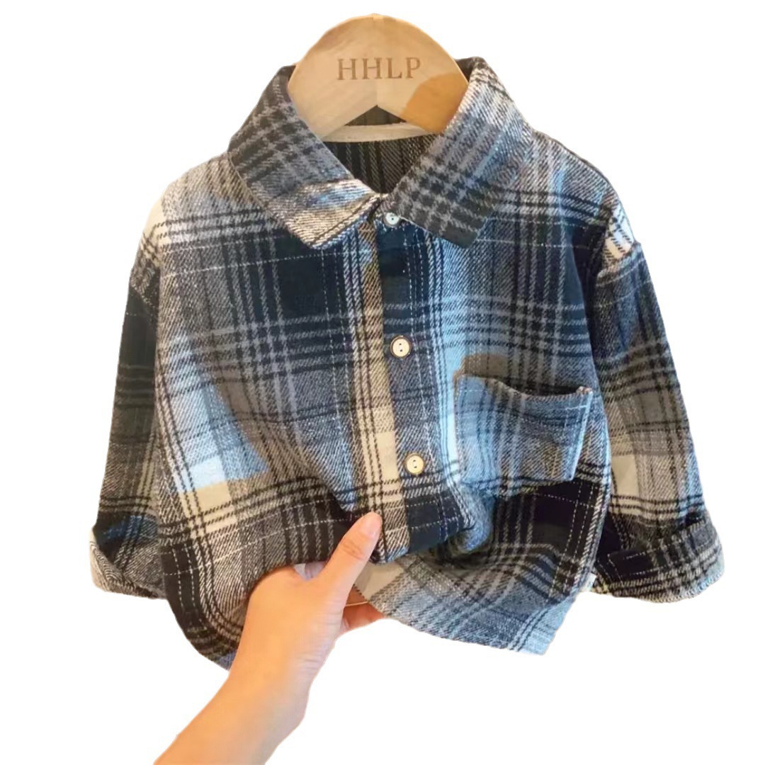 2024 New Autumn Retro Children's Shirts Korean Style Lapel Shirts for Boys and Girls Fashionable Children's Clothing Dropshipping