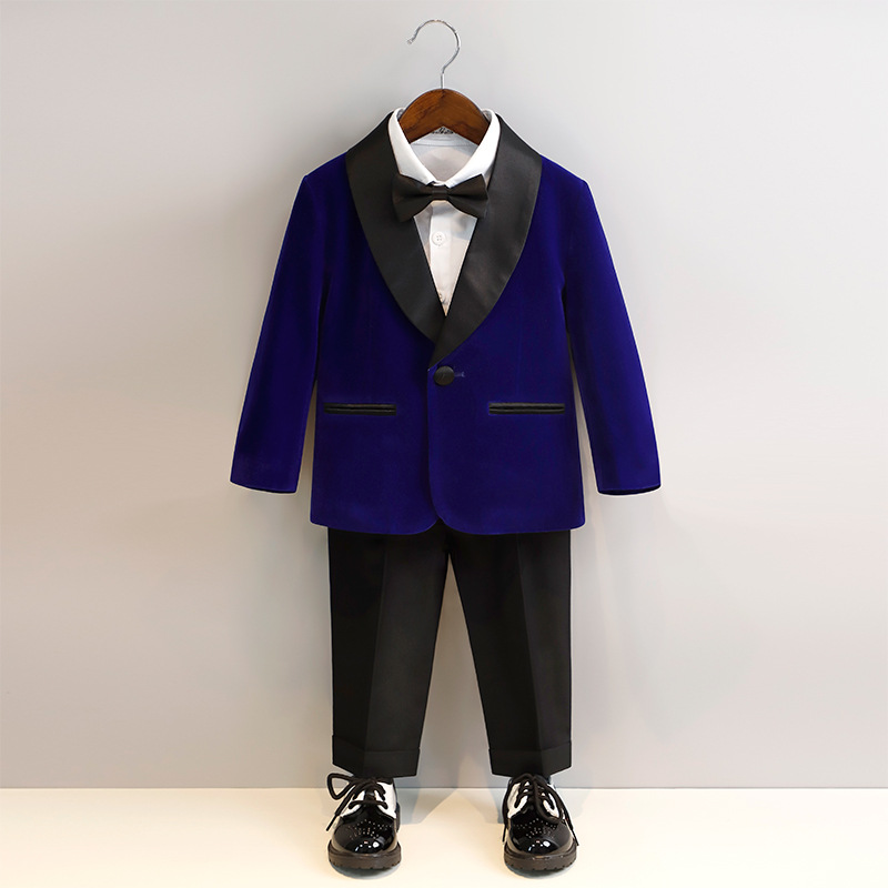 Children's Suit Korean Children's Wear Spring Coat Boy's Baby Flower Girl One-year-old Dress Handsome Piano Host Dress