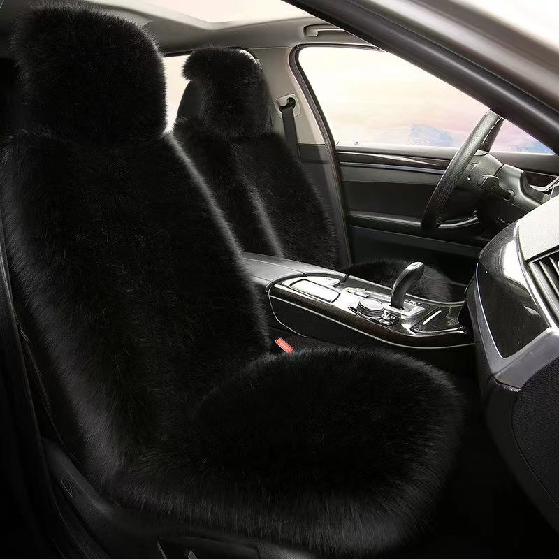 Car seat cushion winter plush tie-free imitation wool new long wool plush car seat cushion with backrest universal cushion