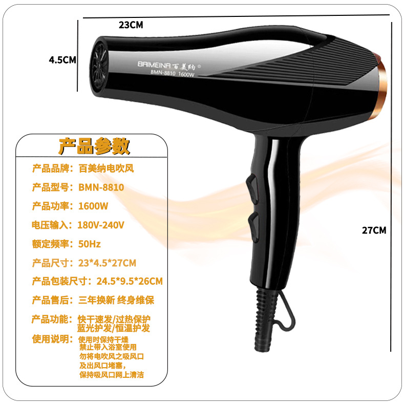 Cross-Border New Hair Dryer Household Hair Dryer Hair Salon Negative Ion Multi-Speed Temperature Control Barber Shop Hair Dryer 110V