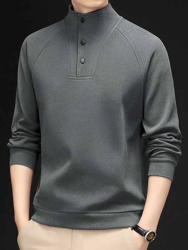 Top velvet quality autumn and winter interior fleece-lined bottoming shirt new fabric warm popular men's light luxury