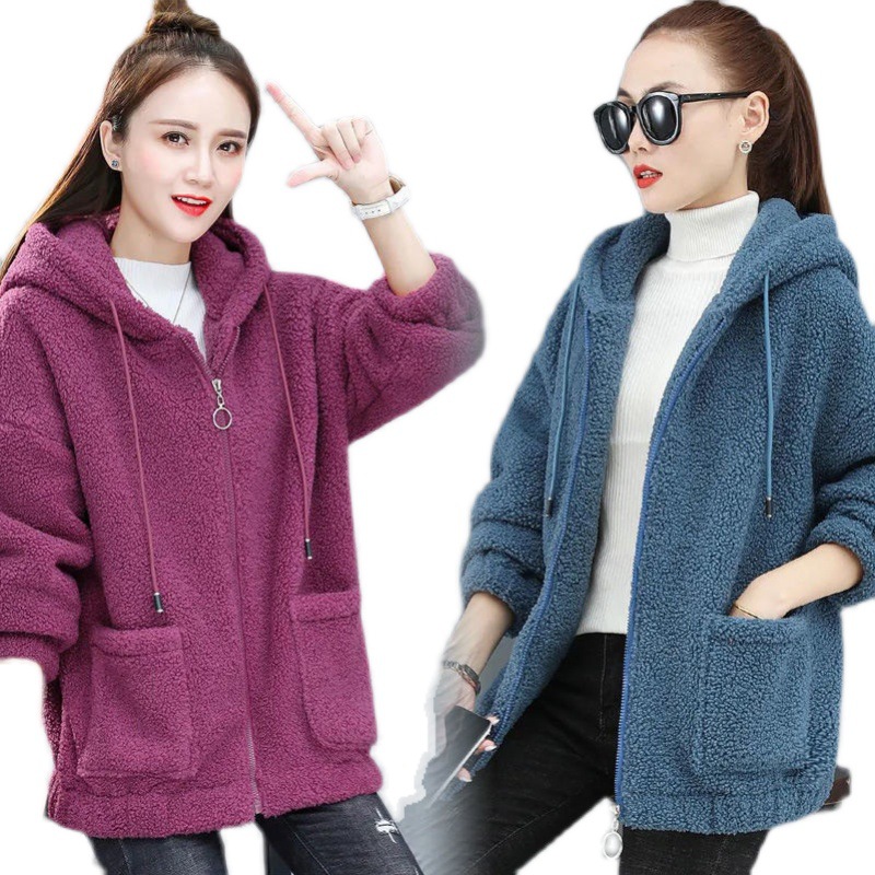 Lamb Velvet Sweatshirt Women's Velvet Thickeneded 2026 New Autumn and Winter Loose Korean Style Zipper Cardigan Teddy Velvet 082