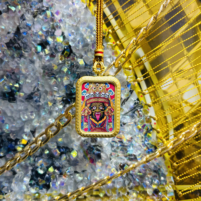 2 × 3 Half Hand-painted Gold Color Gold Wealth Black Wealth Nine Tail Zakiram Pendant Box Gawu Box Thangka Factory