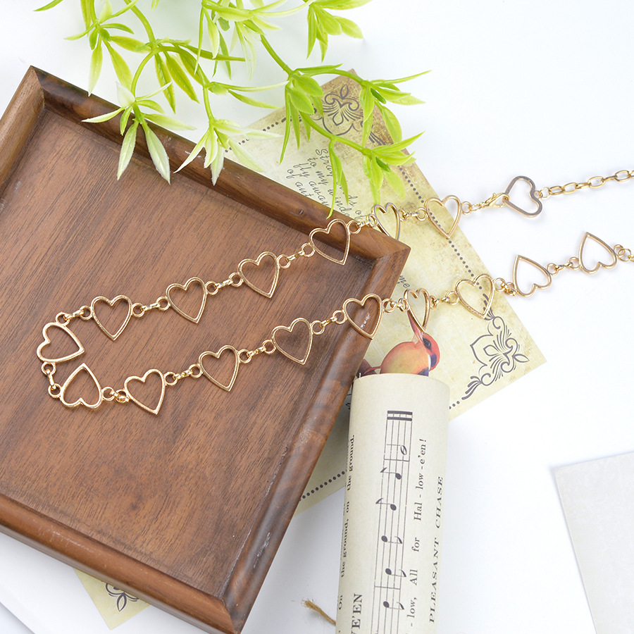 European and American Cross-border Hip-hop Hollow Love Heart Small Peach Heart All-match Waist Chain Antique Metal Pendant Tassel Body Chain Women