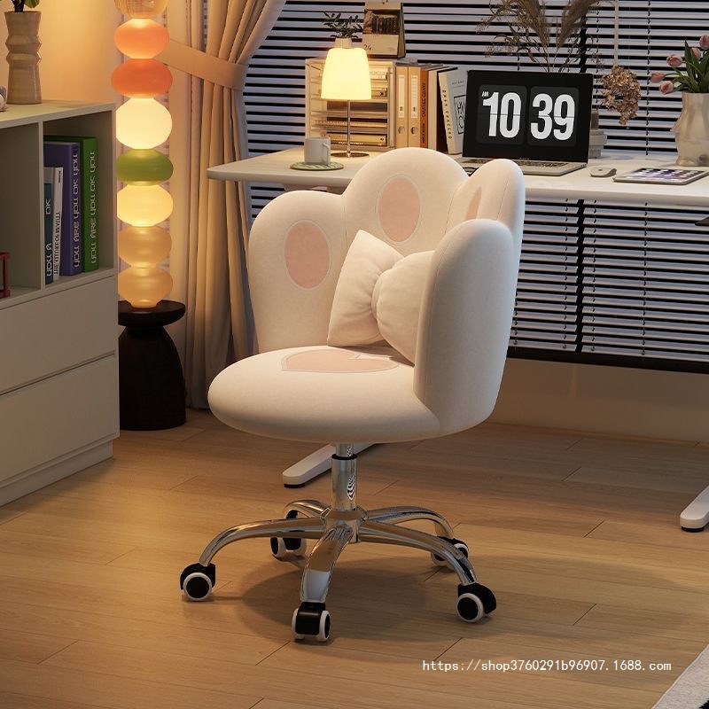 Computer Chair for Girls' Bedroom Dormitory, Cute and Comfortable Adjustable Backrest Chair, Internet Celebrity Makeup Chair, Study Desk Chair