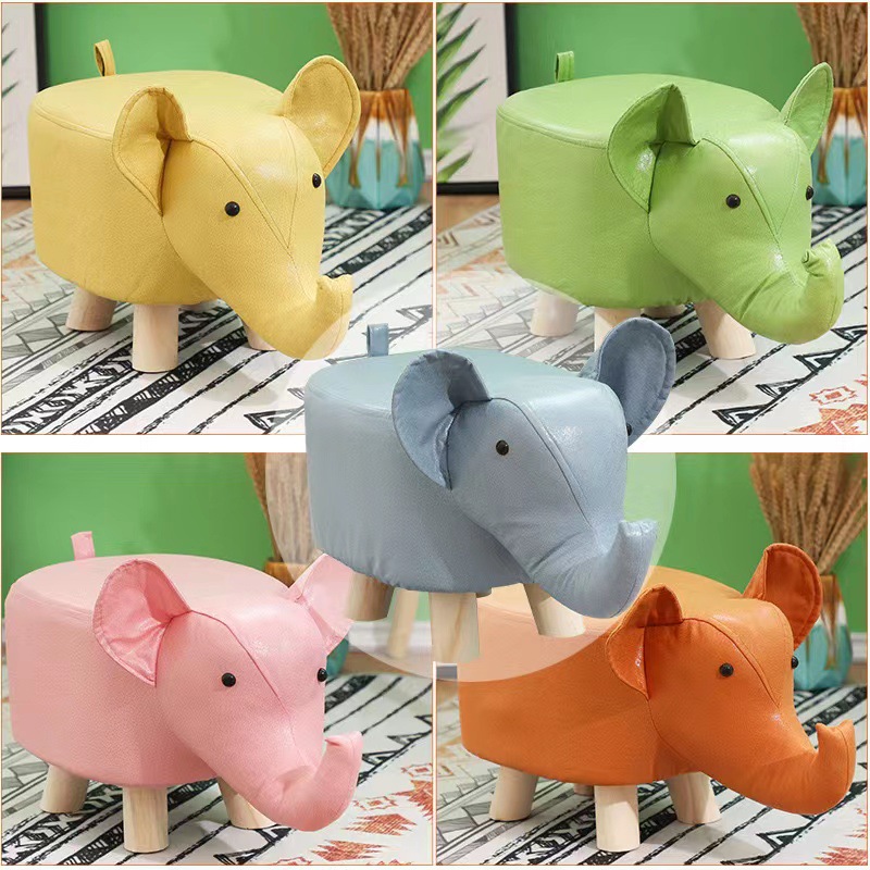 Internet-popular Elephant Stool Children's Animal Stool Solid Wood Shoe Changing Stool Creative Small Stool Home Living Room Cartoon Cute Low Stool