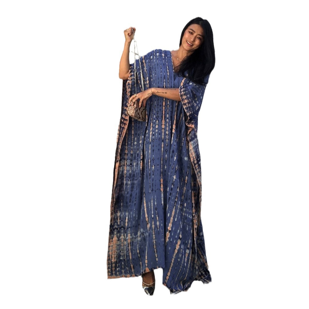 Beach blouse cotton halo flower holiday robe dress cross-border Amazon 730(32 colors) F