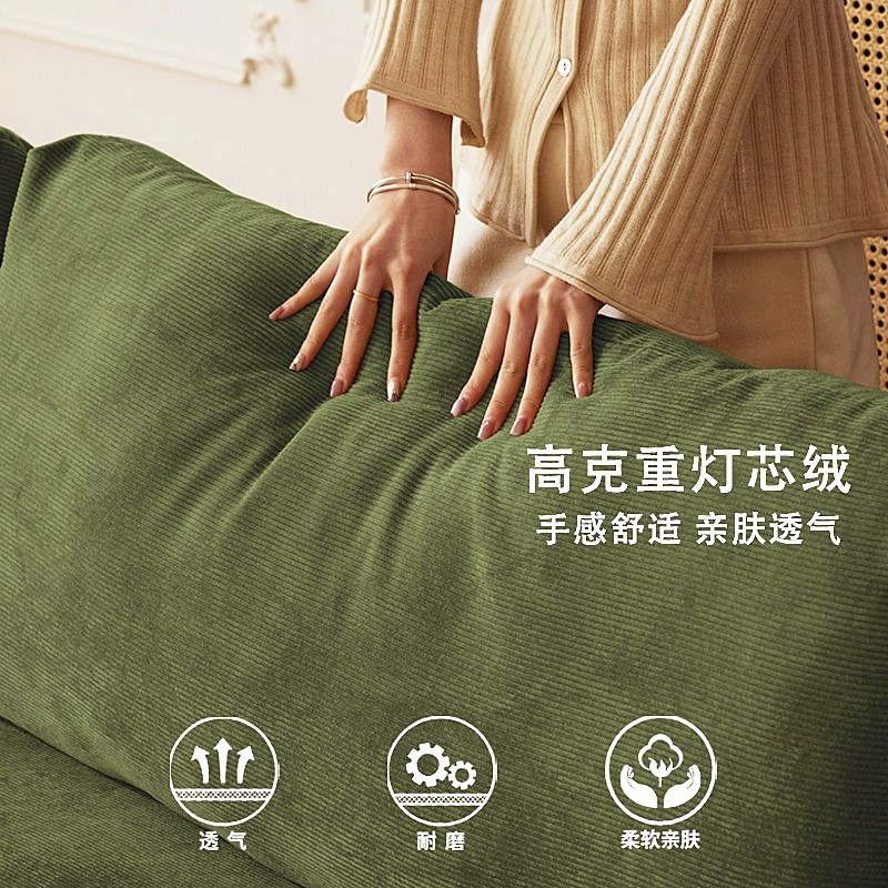 Cream Style Fabric Sofa Solid Wood Home Small Apartment Single Double Seat Style Living Room Lazy Straight Row Manufacturer