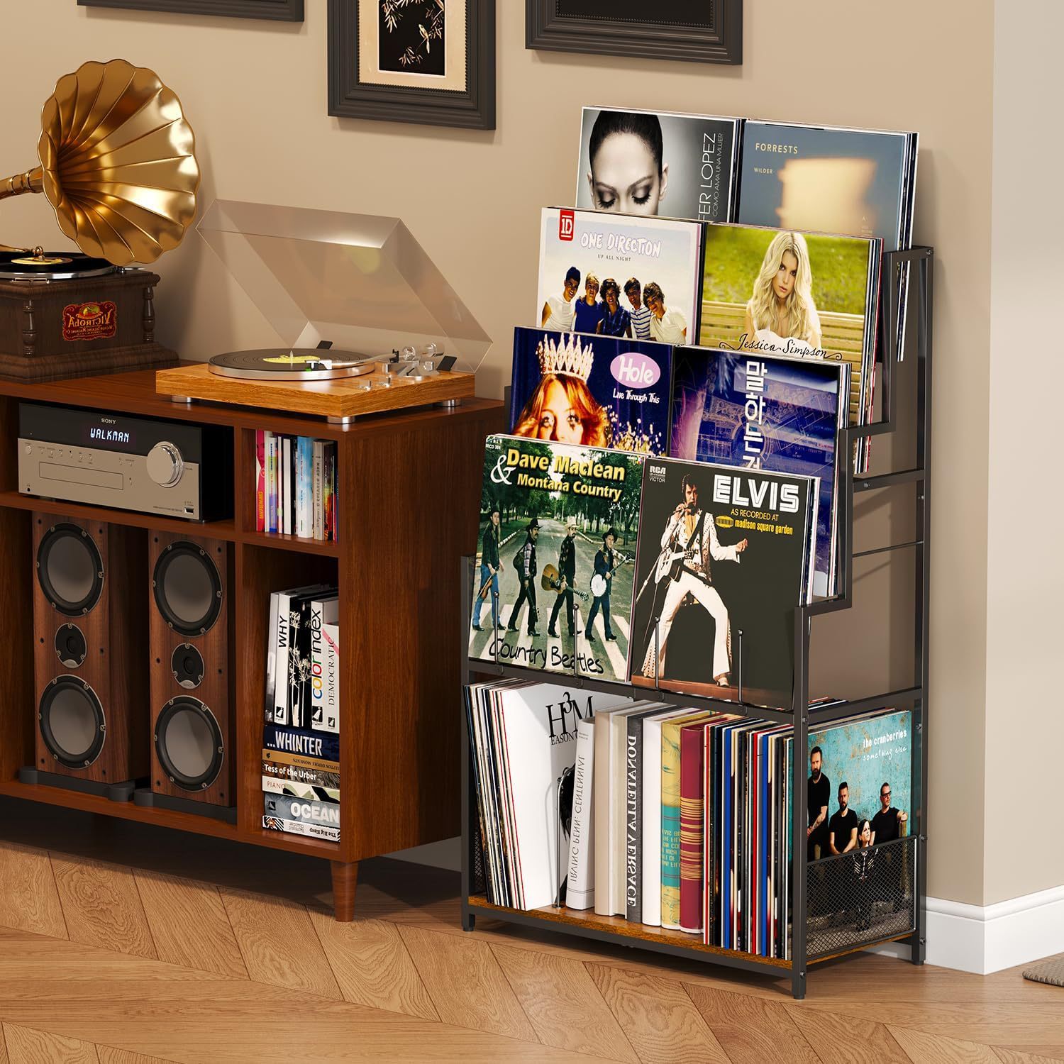 Amazon Spot Record Storage Rack with Record Display Rack Large Capacity Vinyl Storage Box Metal Record Rack