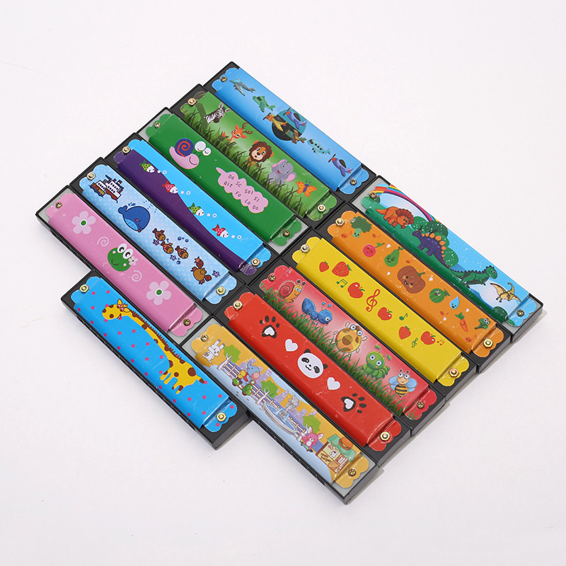 Детская металлическая гармоника двойного ряда 16 отверстий духовой инструмент мини гармоника железная мультяшная игрушка для практики