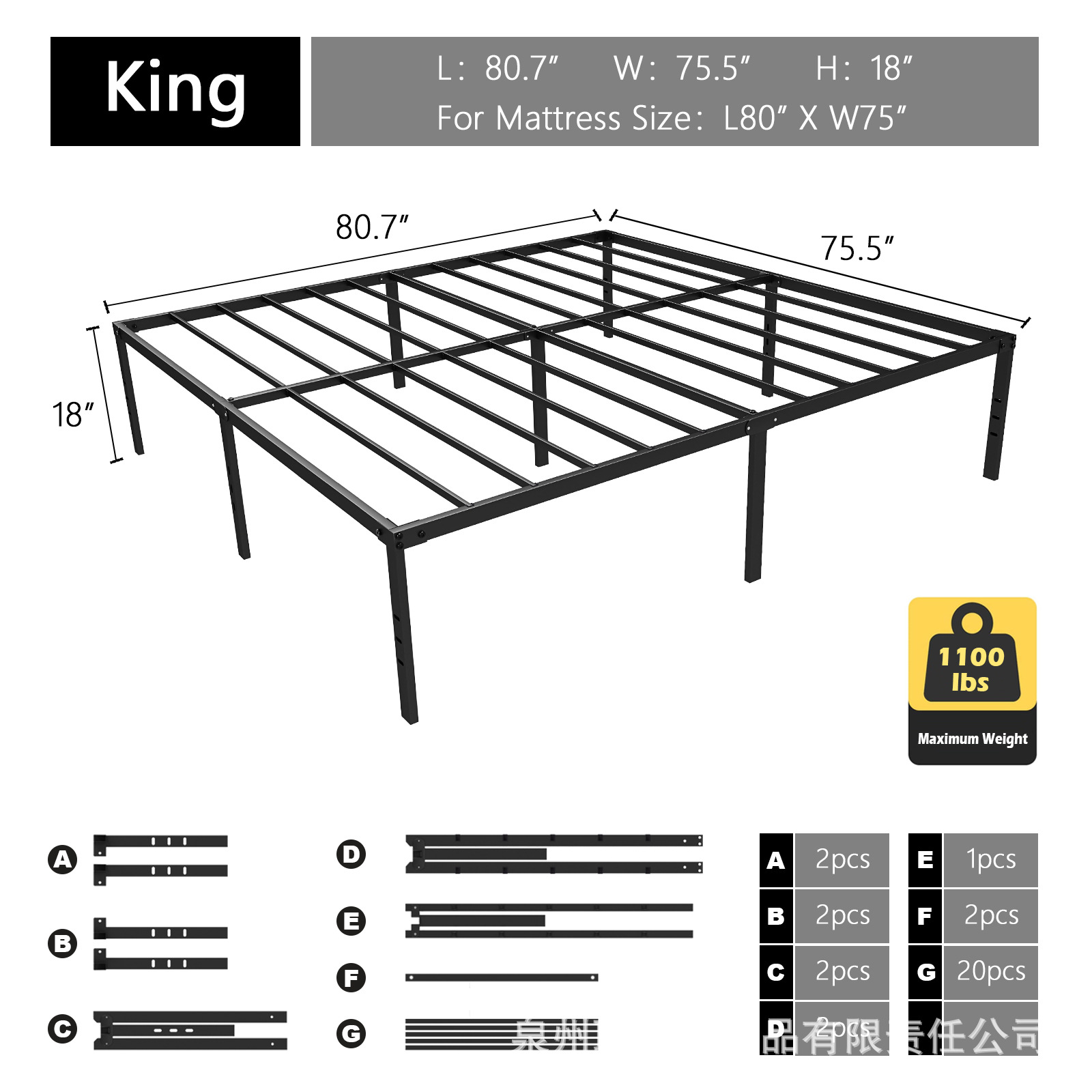 Cross-border Foldableing Bed Frame Iron Simple Single Bed B&b Large Bed Household Metal Bed Assembled Iron Bed Black